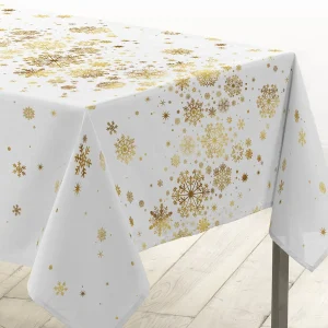 Constellation Hvit/Gull - juleduk med metalltrykk 150 x 300 cm