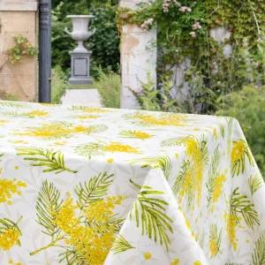 Mimosa Sunshine – voksduk med friske blomster, 160 cm
