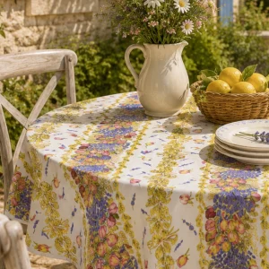Rose Lavande – Rund akrylbelagt provenceduk Ø 150 cm