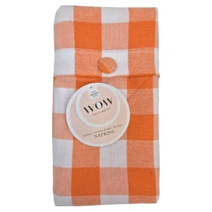 WOW Spring Apricot – Rutete tøyservietter 45 x 45 cm (4-pakning)