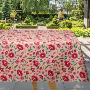 Judy Pink - Akrylduk med sommerens lyserøde blomster - 155 cm bred