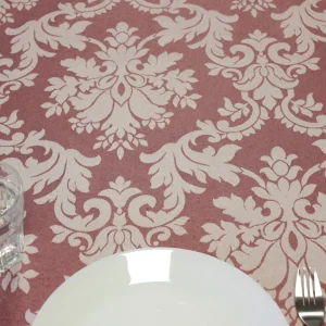 Versailles Bordeaux - Jacquardvävd textilduk med humleornament, 160 cm bred